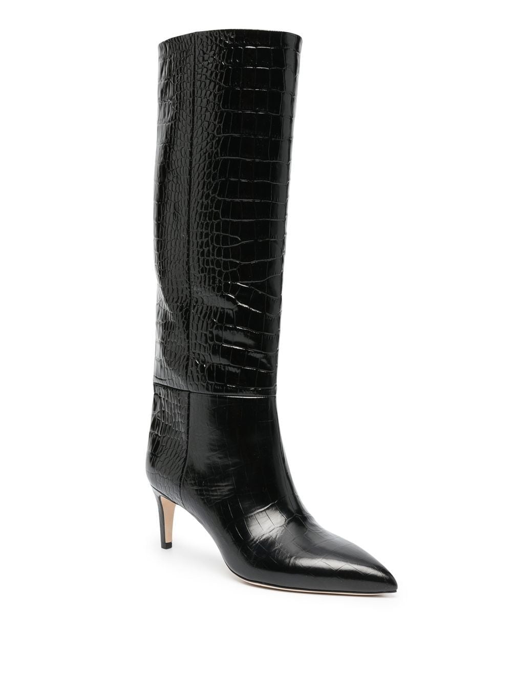 croc-embossed leather boots - 2