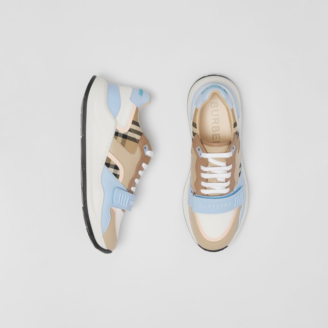 Check Cotton, Canvas and Leather Sneakers - 1