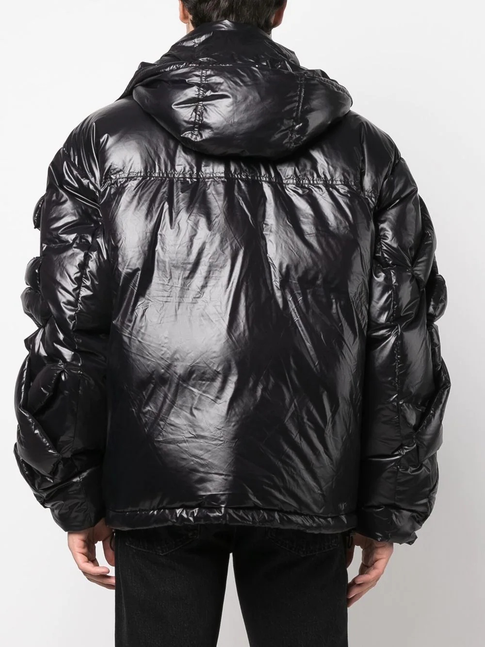 logo-lettering puffer jacket - 5