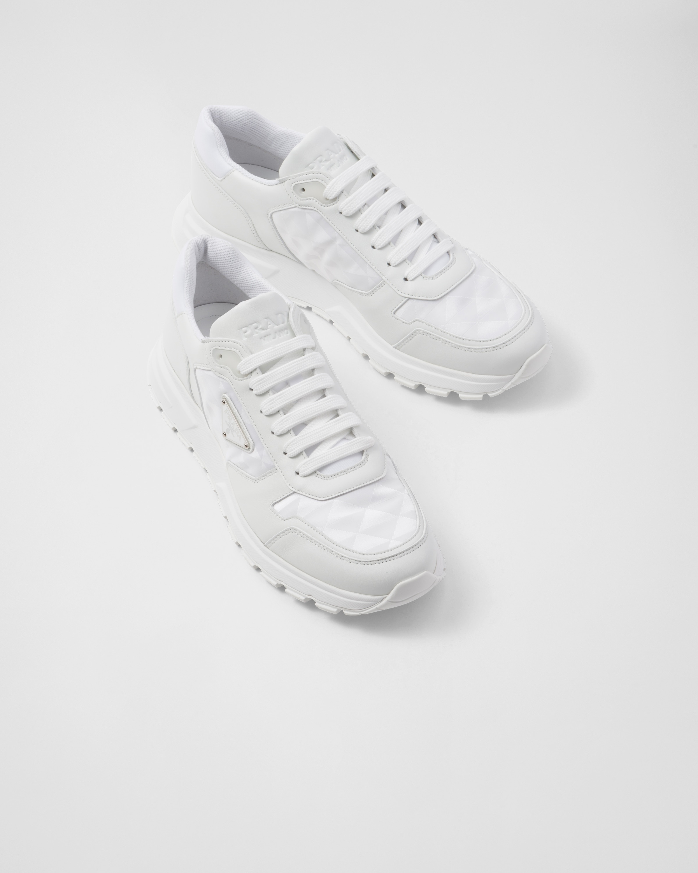 Leather and Re-Nylon high-top sneakers - 4