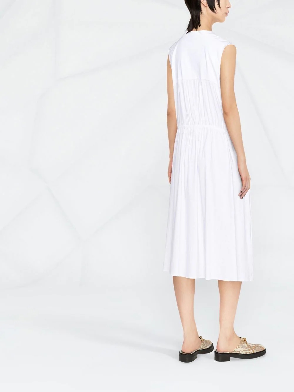 shirred band collar dress - 3