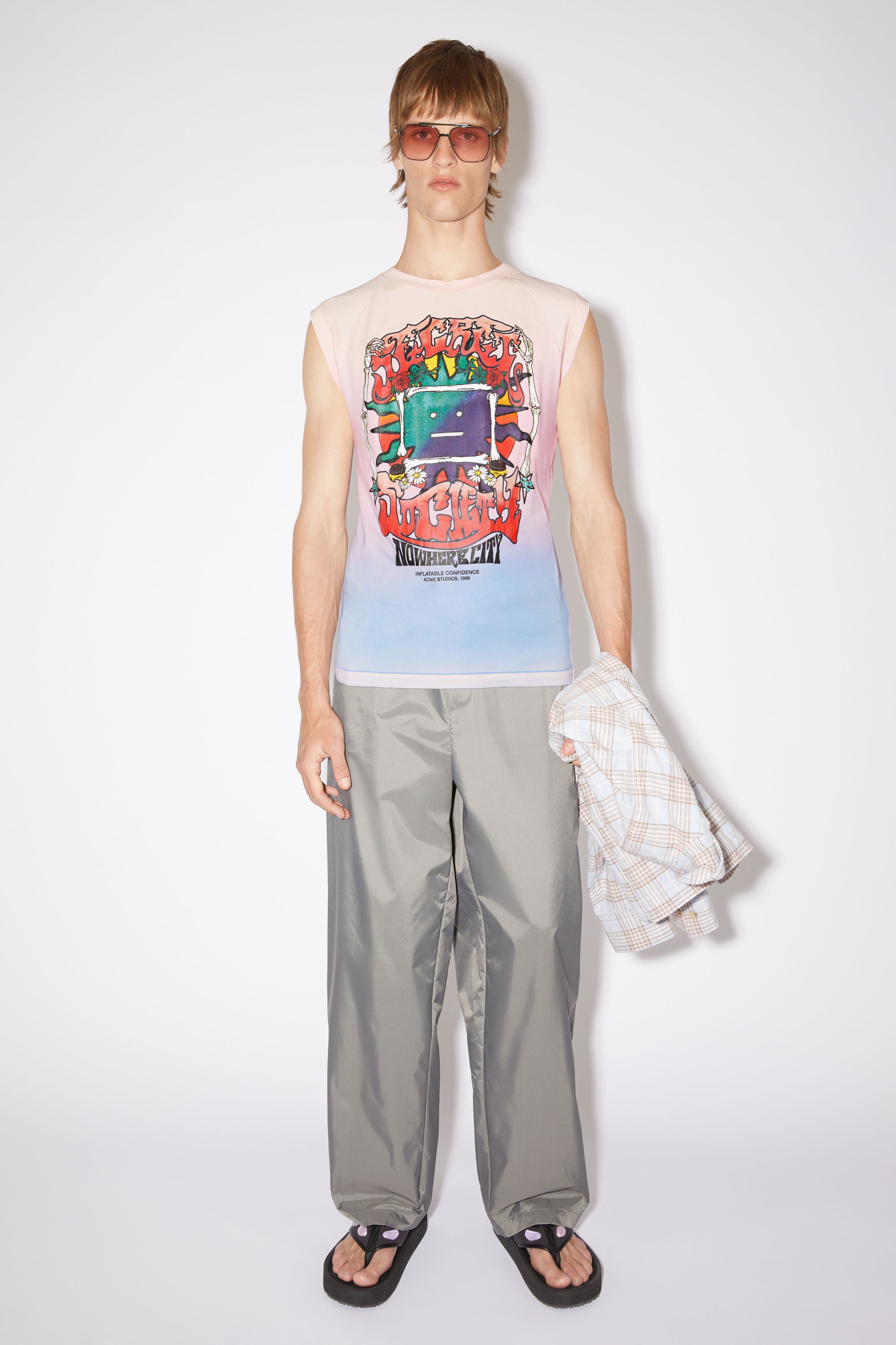 Screen print tank top - Pink/blue - 2
