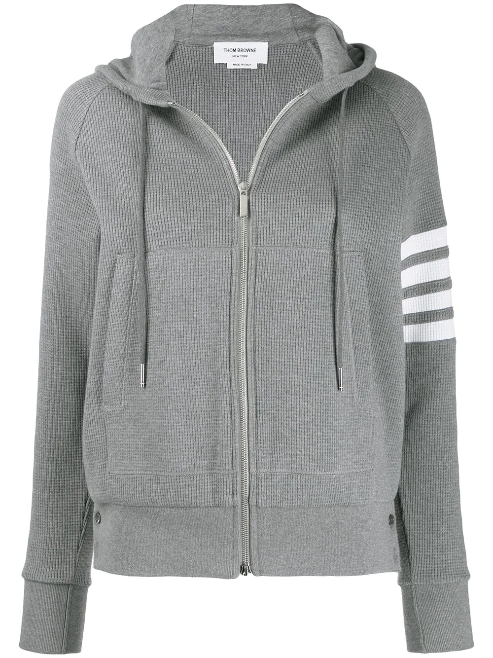 4-Bar waffle stitch zip-up hoodie - 1