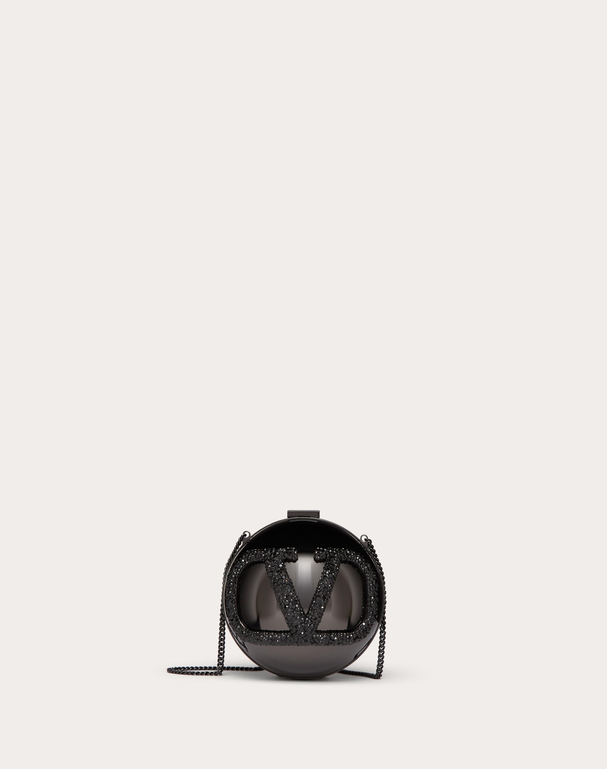 VLOGO SIGNATURE METAL AND RHINESTONE MINAUDIÈRE - 1