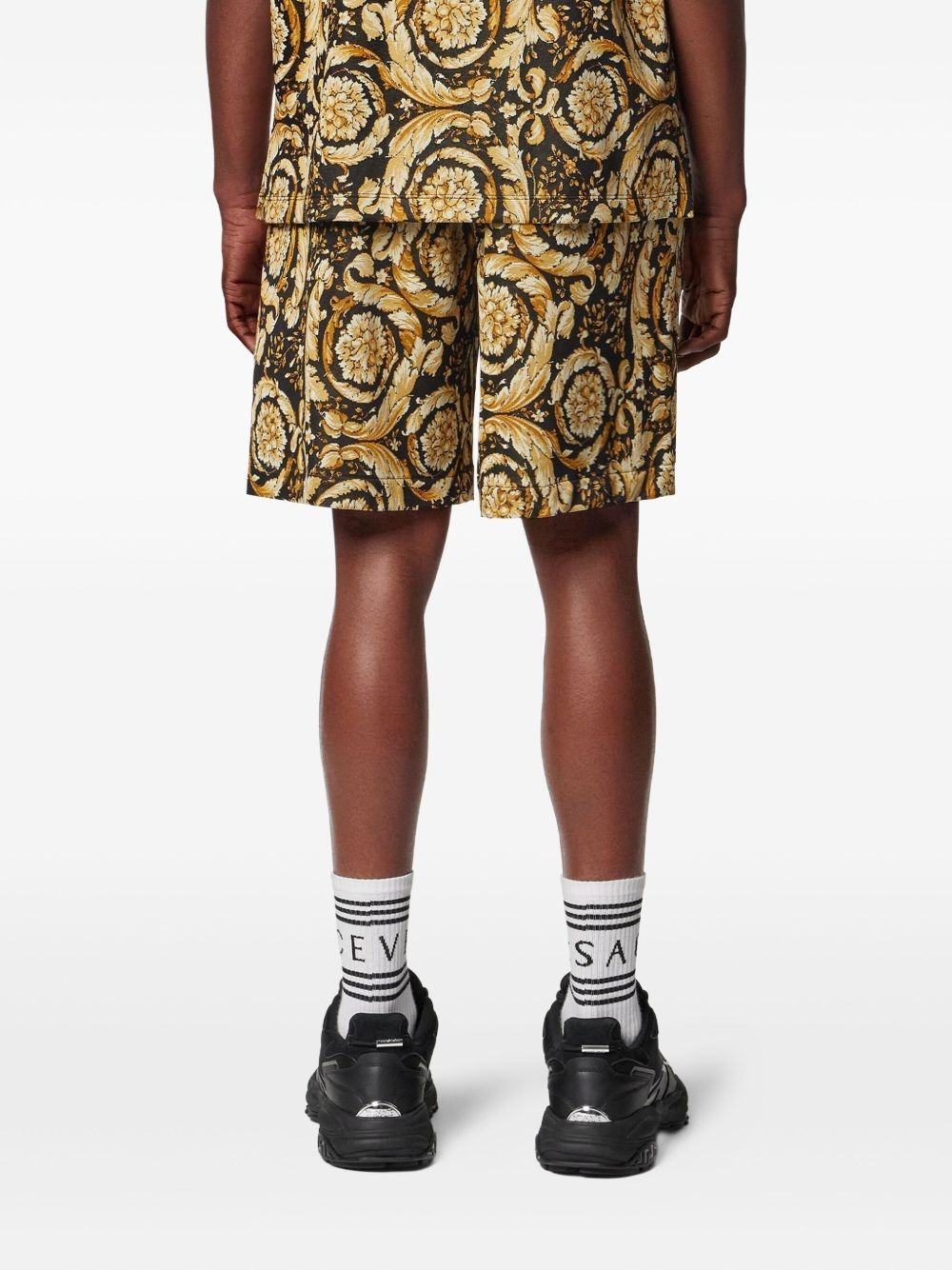 Barocco jacquard track shorts - 4