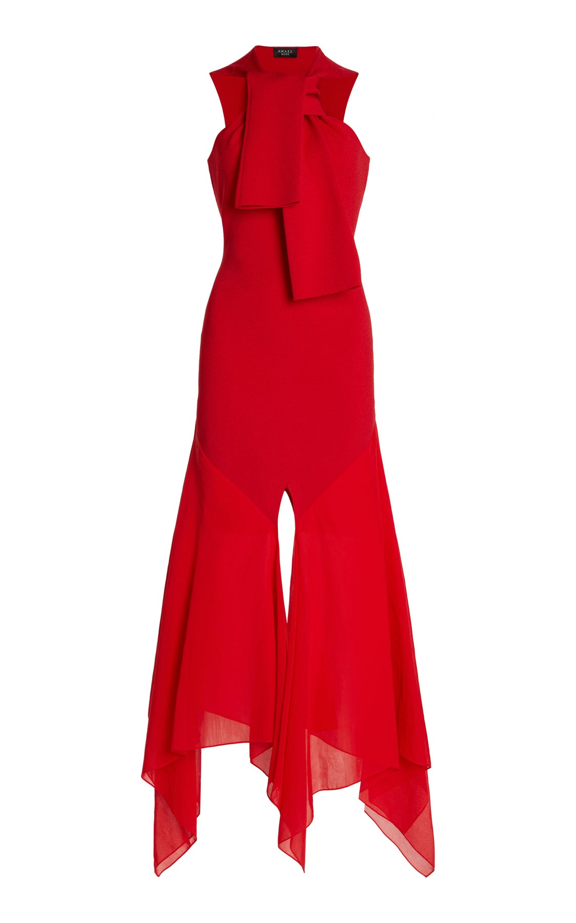 KNIT DRESS WITH ORGANZA INSERTS RED - 8