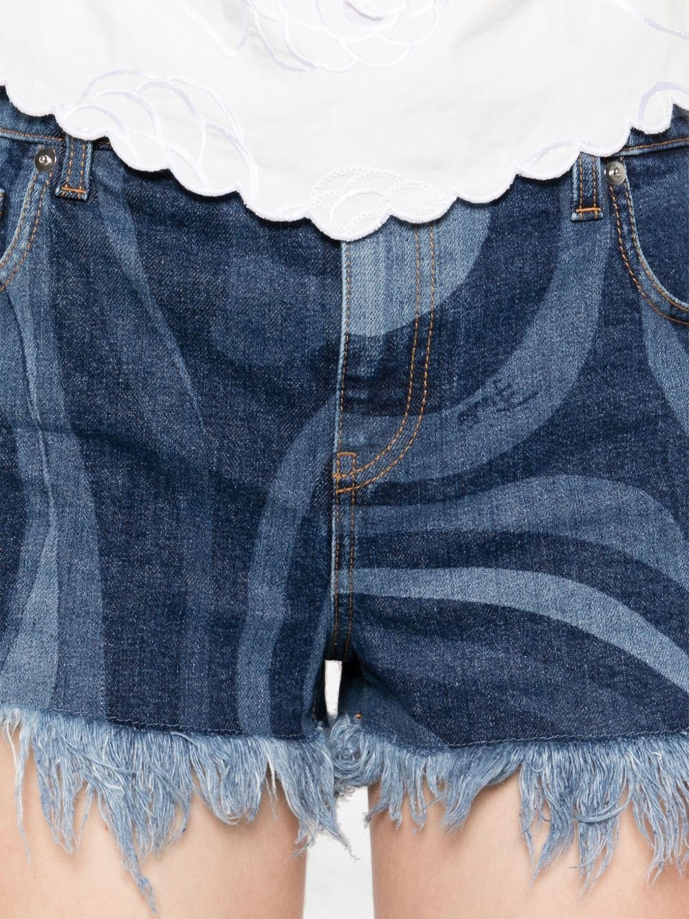 printed denim shorts - 5