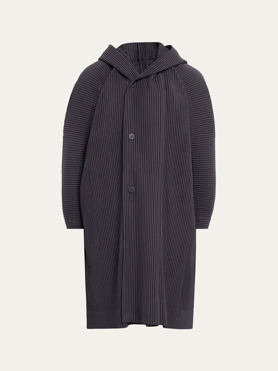 Hooded Plisse Coat - 1