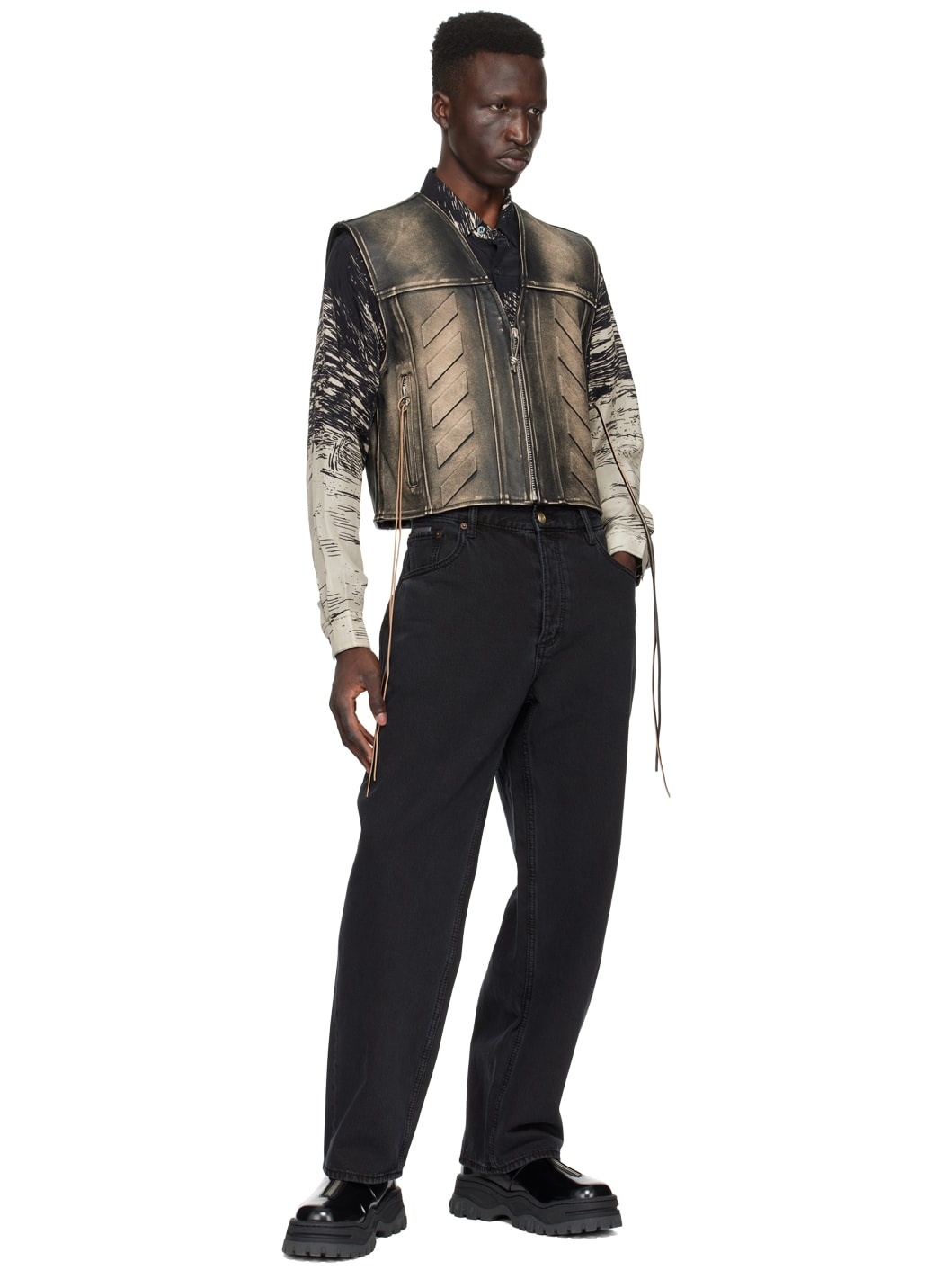 SSENSE Exclusive Black Harper Leather Vest - 4