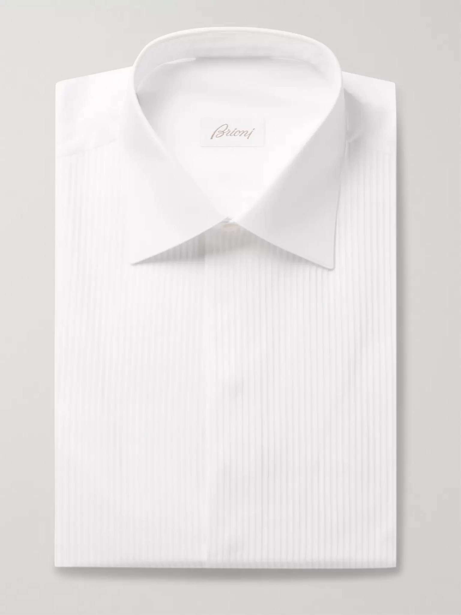 White Slim-Fit Bib-Front Double-Cuff Cotton-Voile Shirt - 6