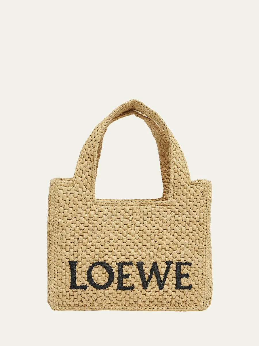 x Paula’s Ibiza Font Logo Mini Tote Bag in Raffia - 1