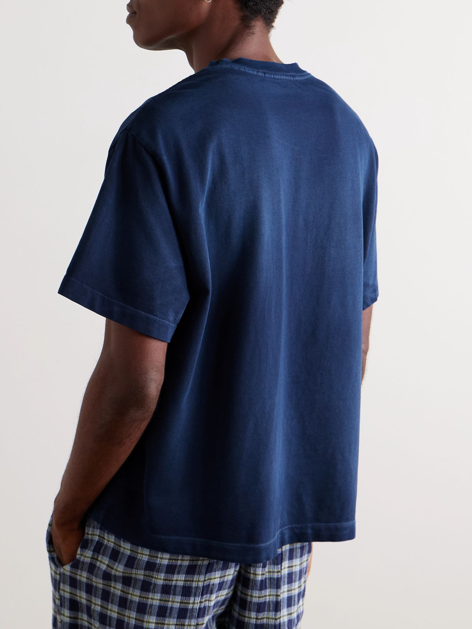 Sunbleached Cotton and Cashmere-Blend Jersey T-Shirt Navy - 4