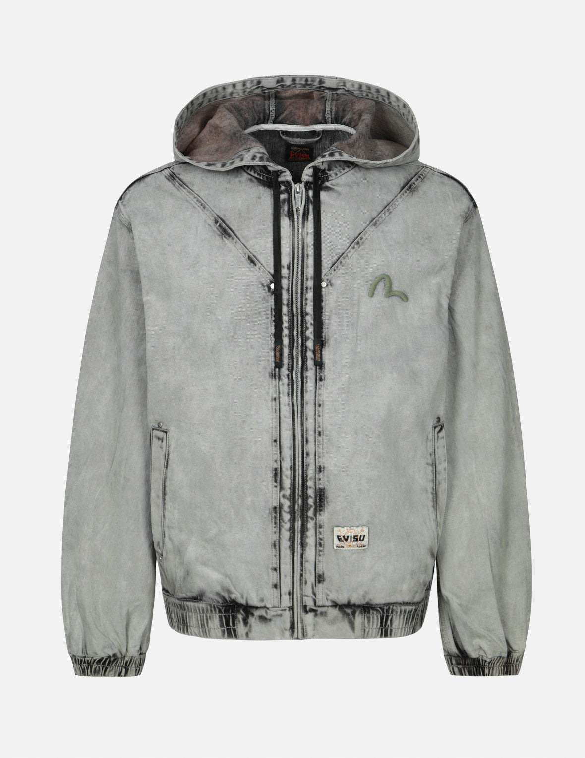 KOINOBORI AND SEAGULL EMBROIDERY LOOSE FIT HOODED DENIM JACKET - 2