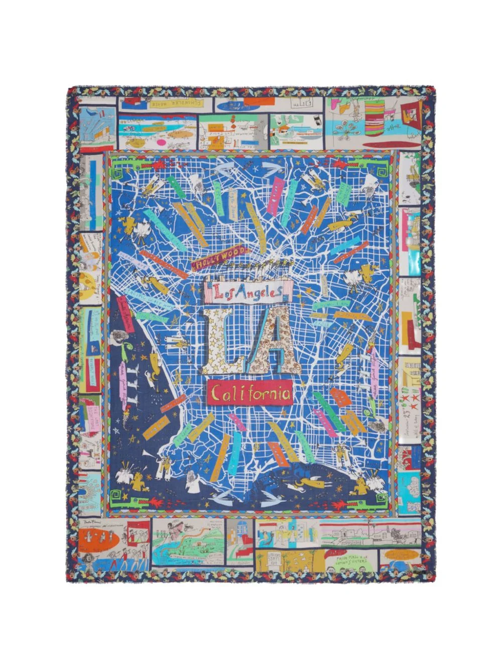 Los Angels graphic-print frayed scarf - 1