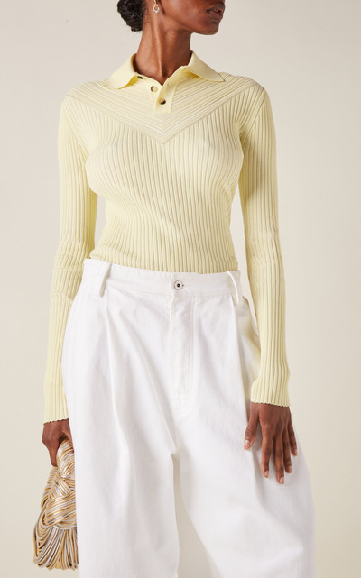 Bottega Veneta Ribbed Cotton-Blend Polo Shirt yellow outlook