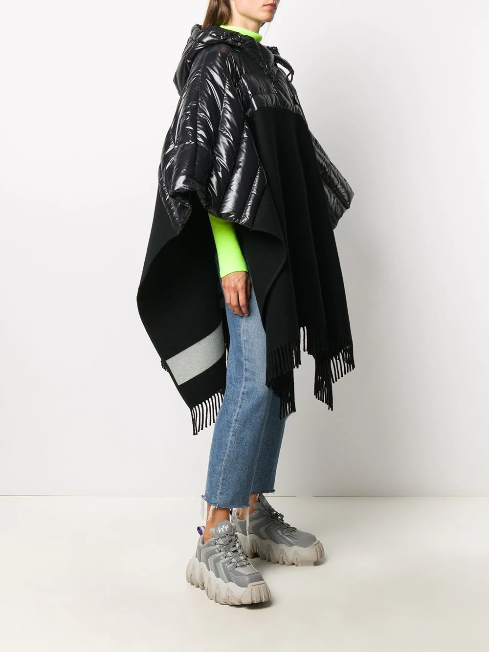 fringed hooded poncho - 3