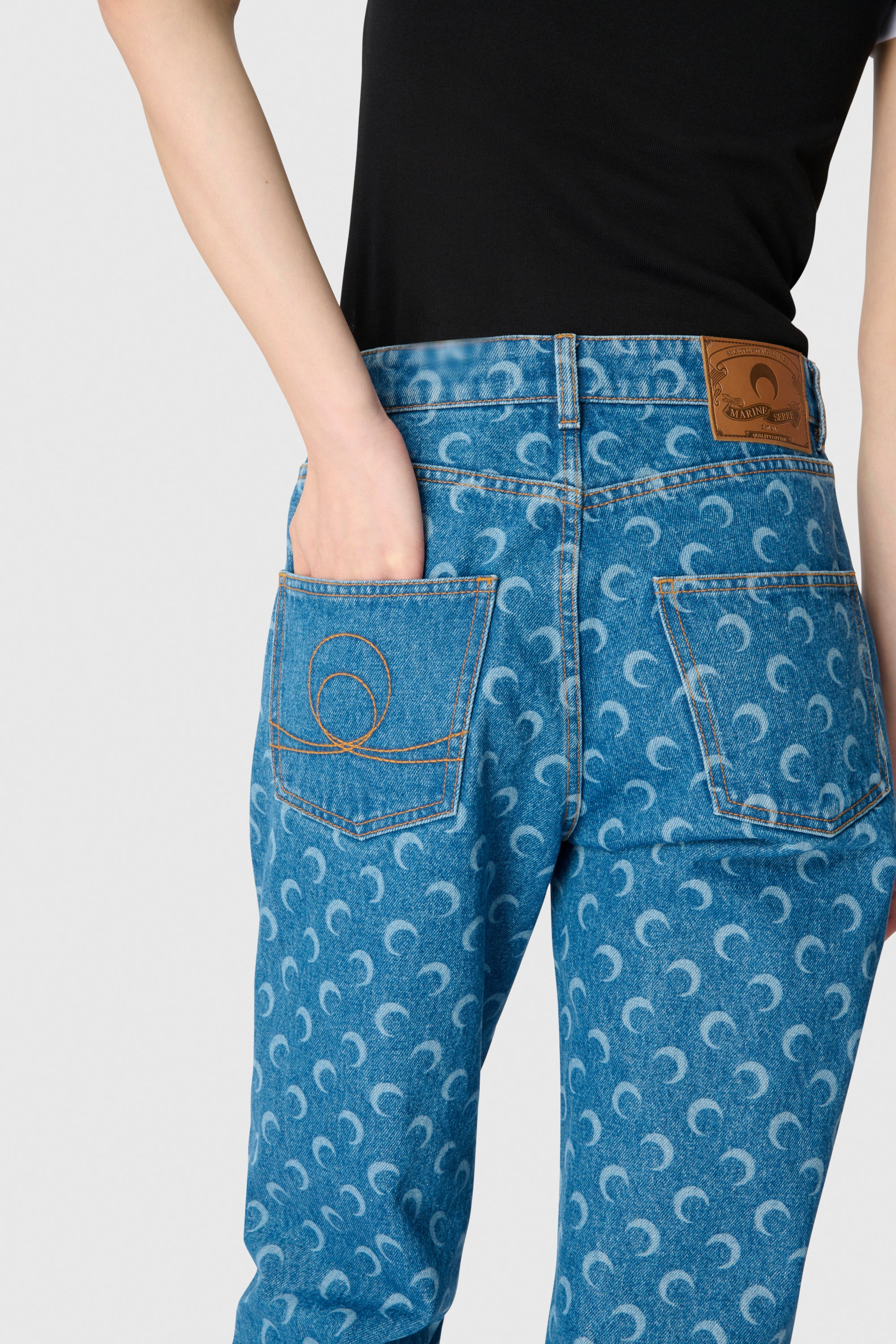 Moon Laser Blue Wash Denim Straight Jeans - 3