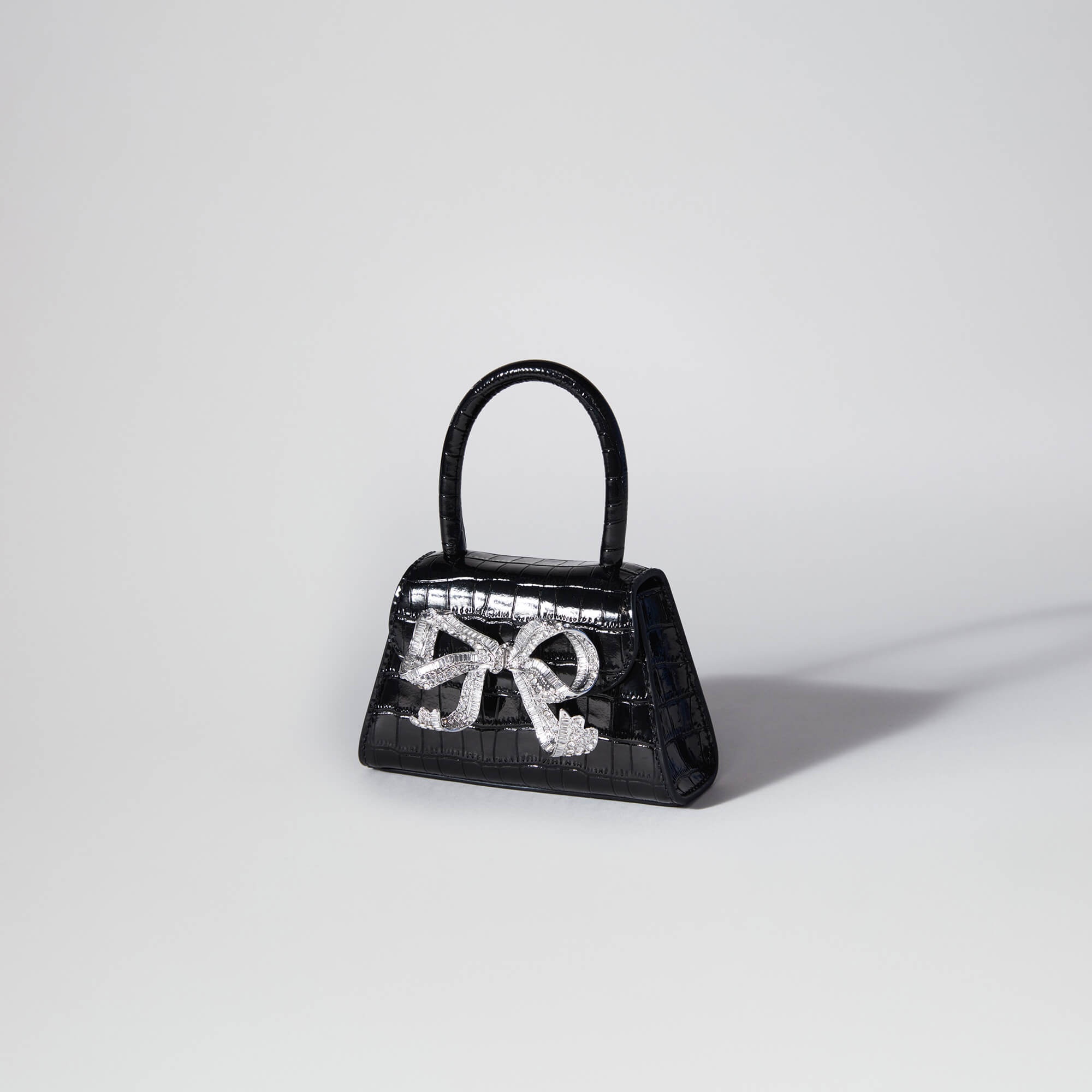 The Bow Micro in Black Croc with Diamanté 2