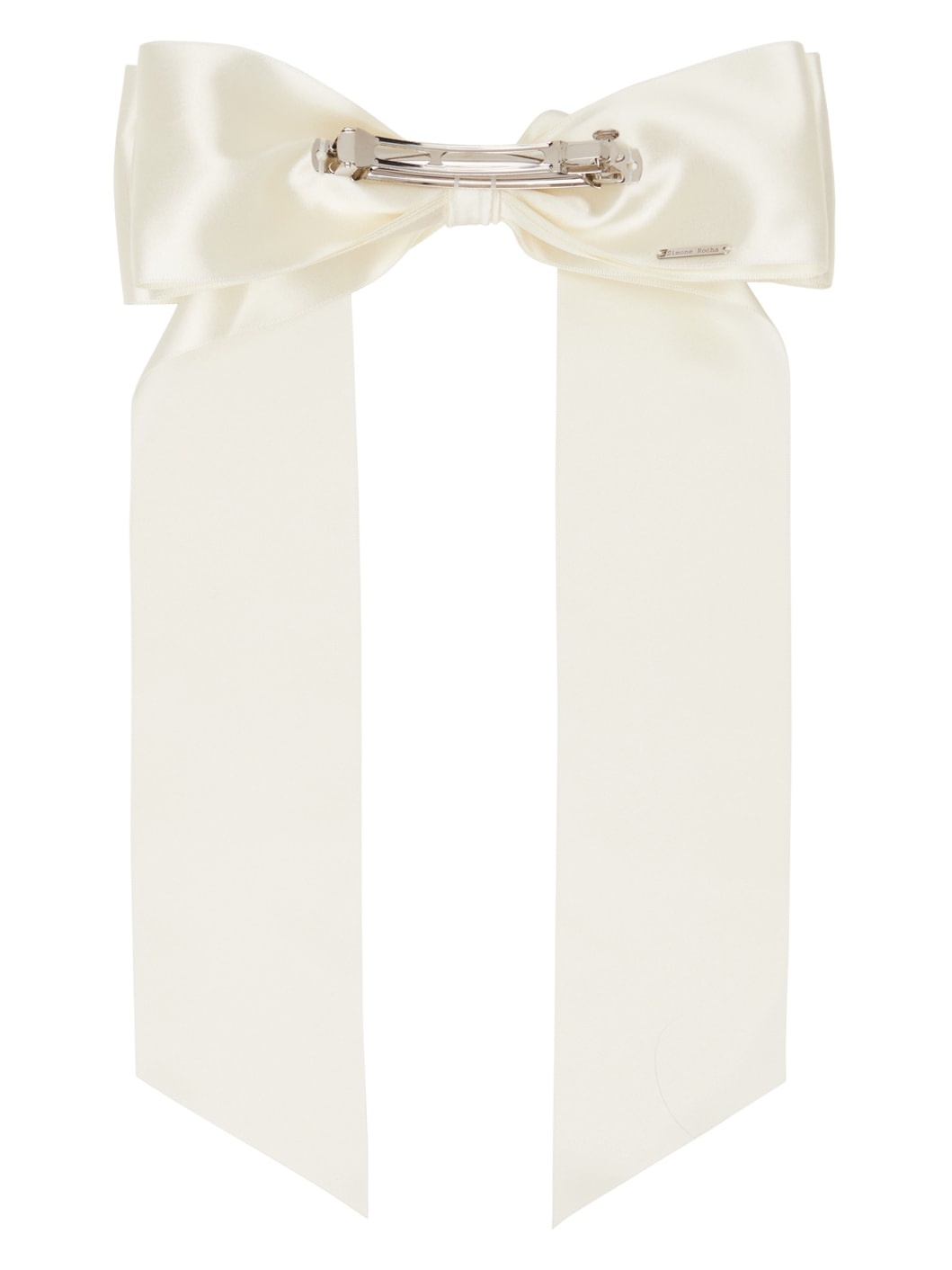 Off-White Embellished Satin Bow Hair Clip - 2