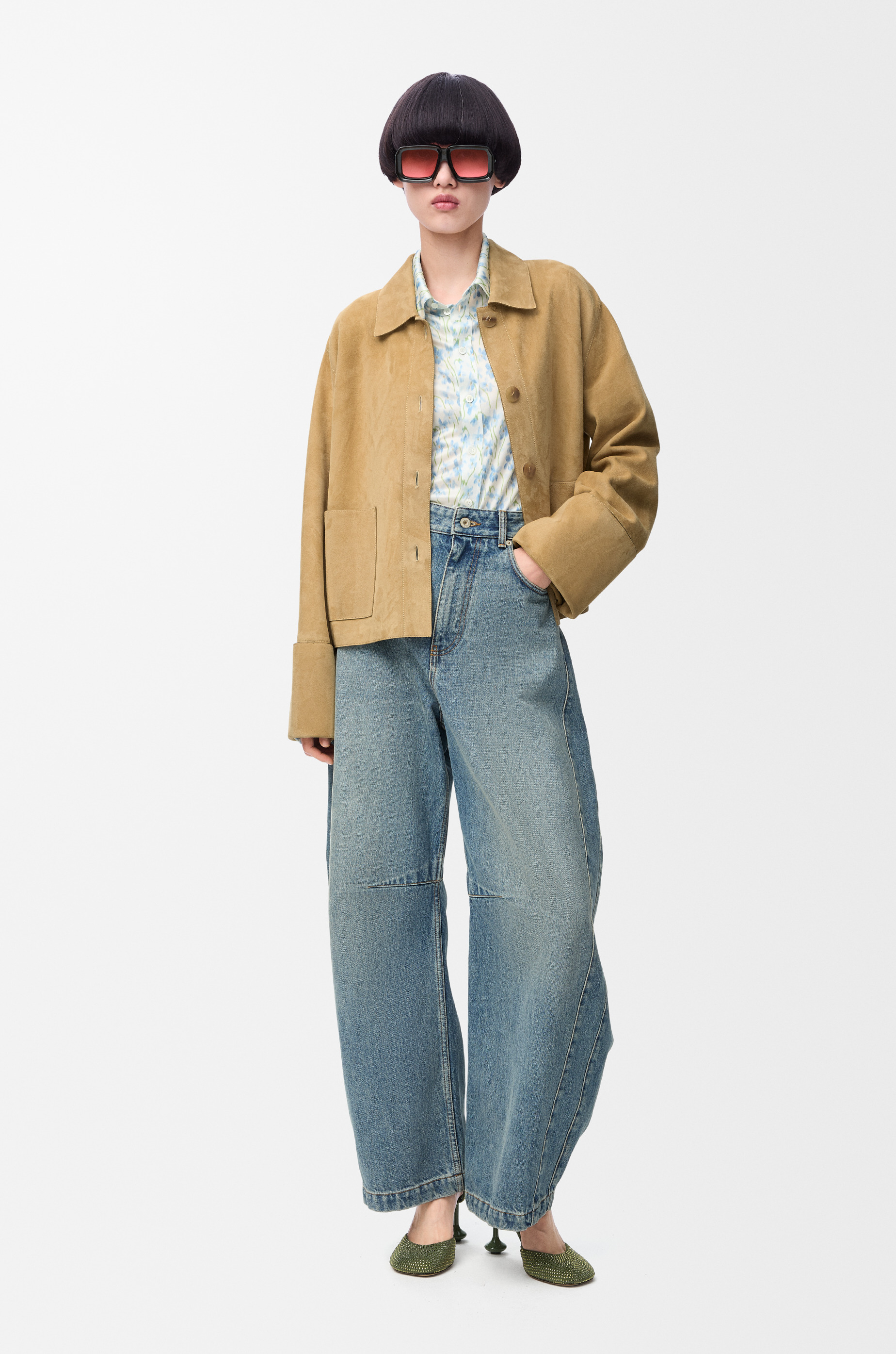 Turn-up jacket in suede lambskin - 2