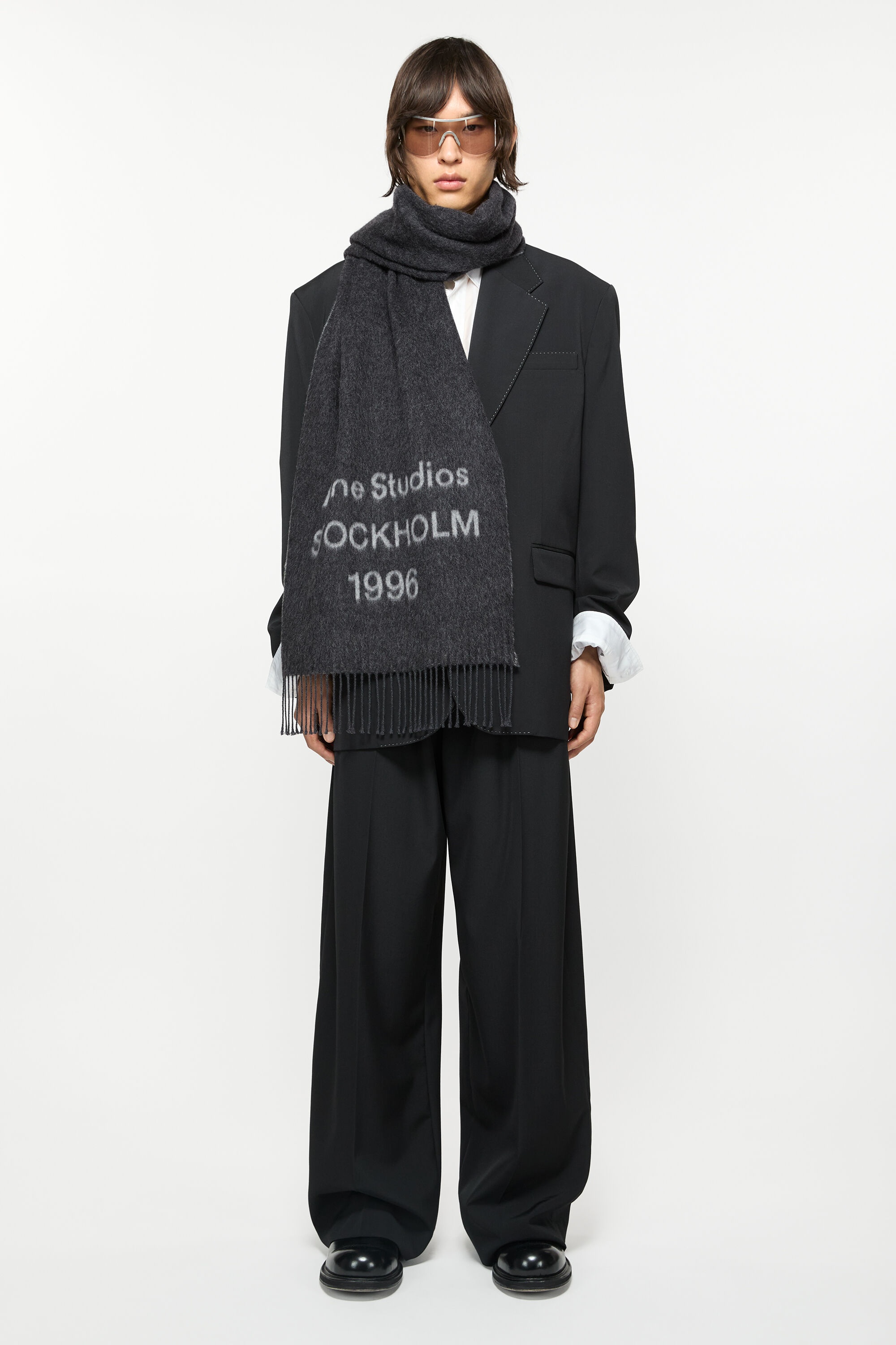 Logo jacquard scarf - Black/white - 3