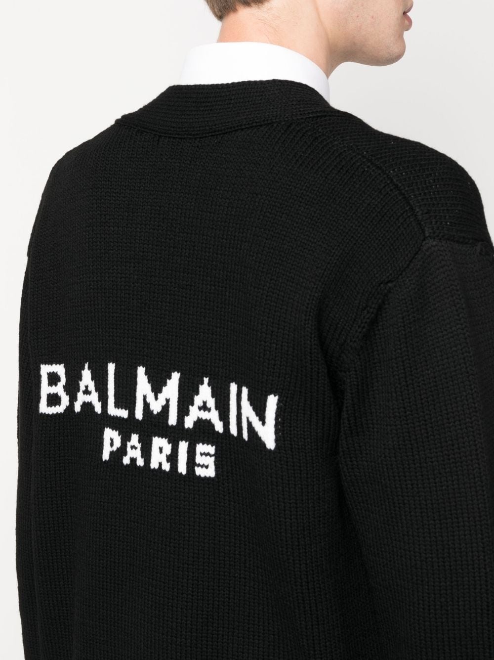 logo intarsia cardigan - 4