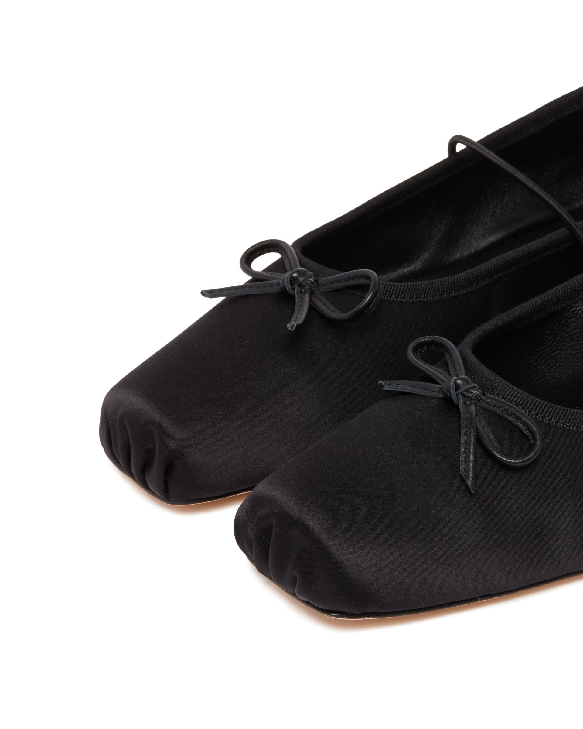 Black Satin Mignon Flats - 6