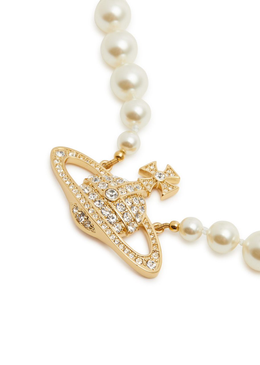 Bas Relief orb faux pearl choker - 3