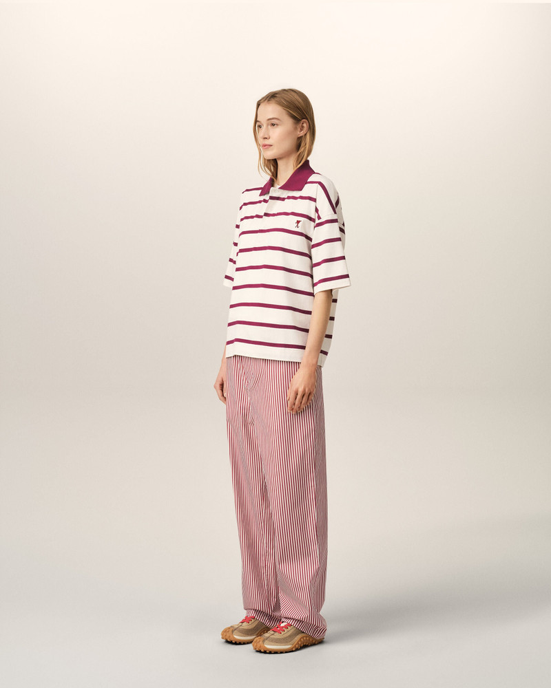 WHITE COTTON POLO WITH AMI DE COEUR ARROW 6
