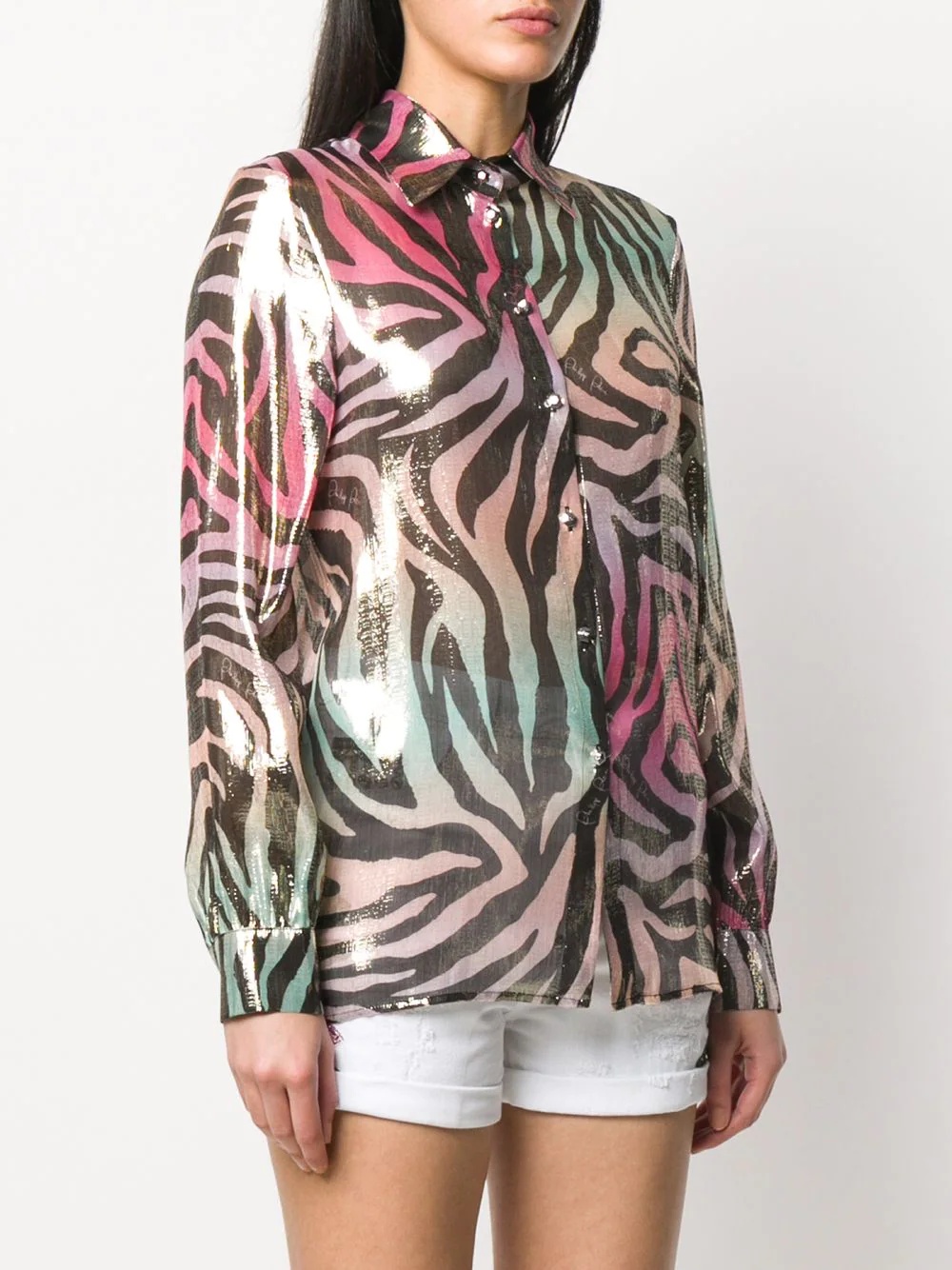 metallic animal-print shirt - 3