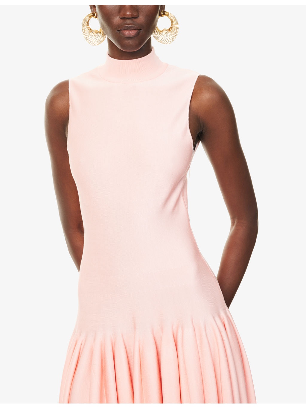 Godet Pleated Knitted Maxi Dress - 5