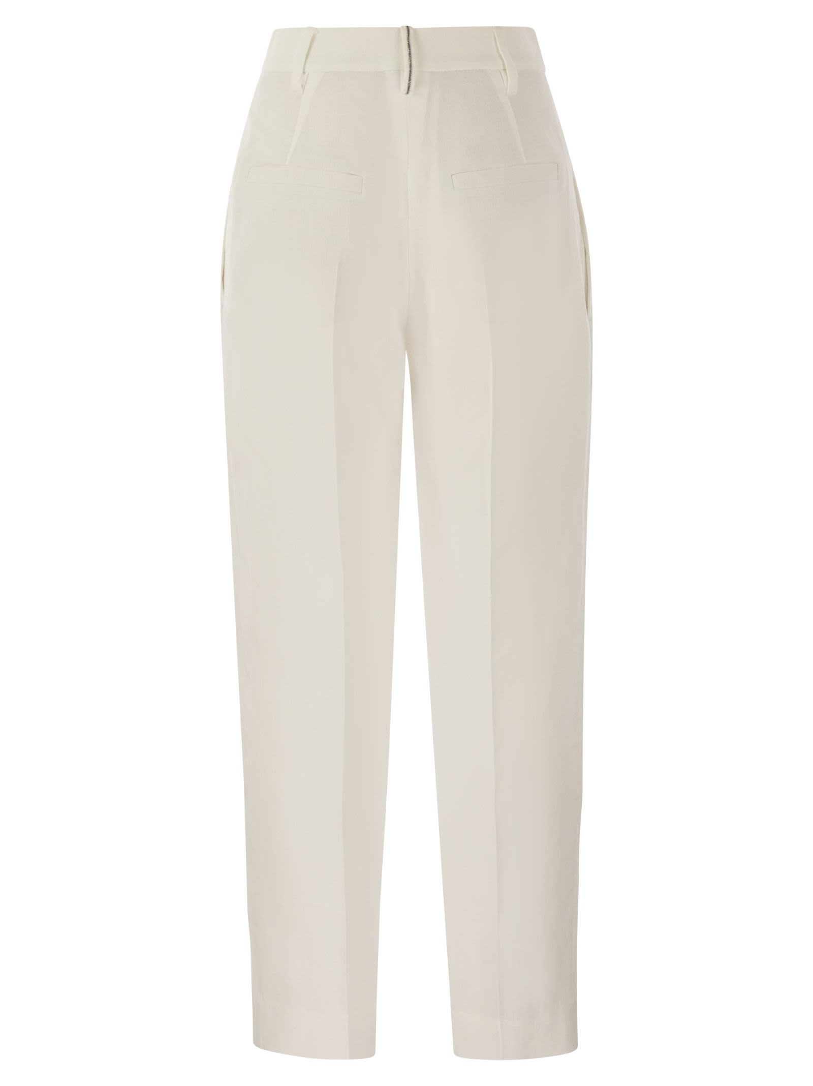 Brunello Cucinelli Women Slouchy Trousers In Viscose And Linen Fluid Twill With Moniline - 2