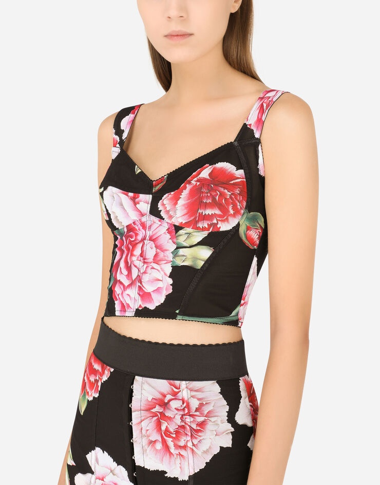 Carnation-print marquisette corset - 4