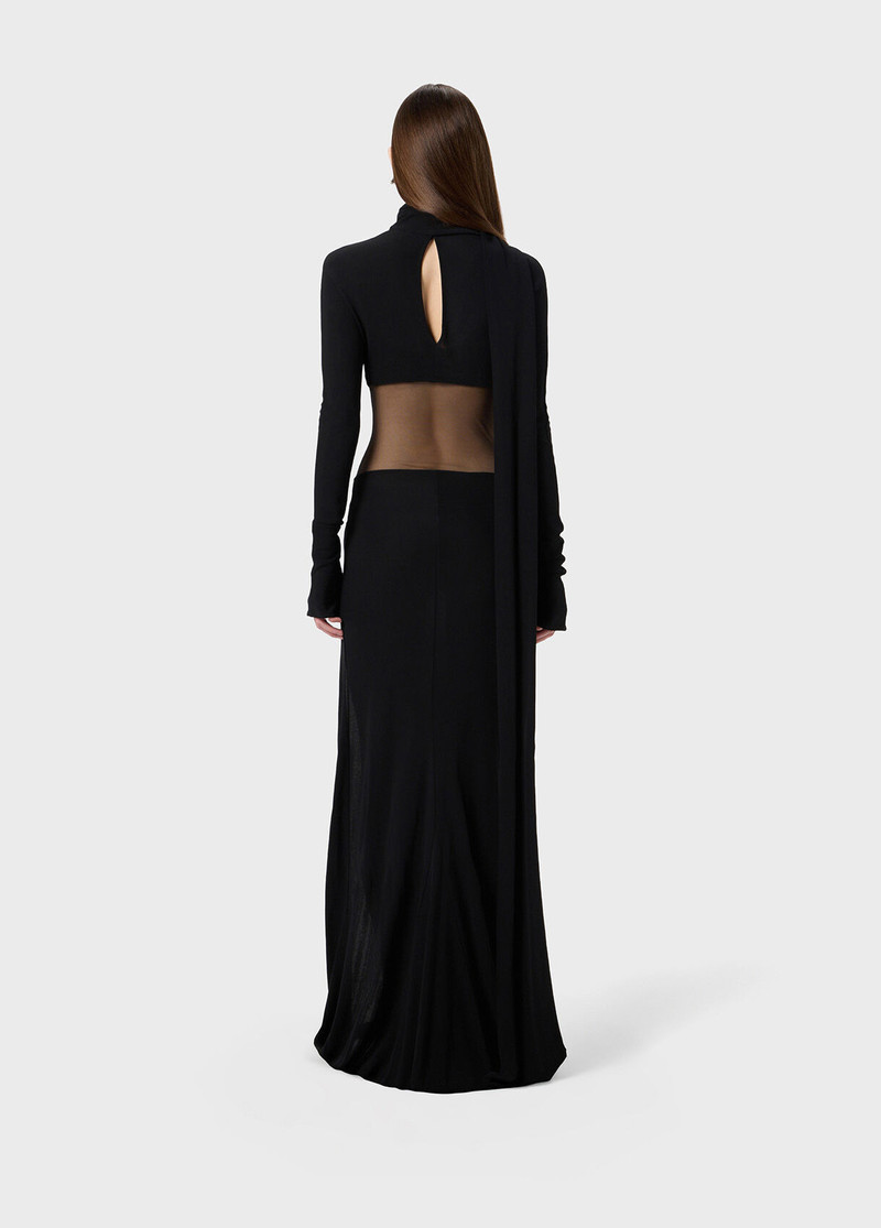 LONG JERSEY DRESS WITH TULLE INSERT 3