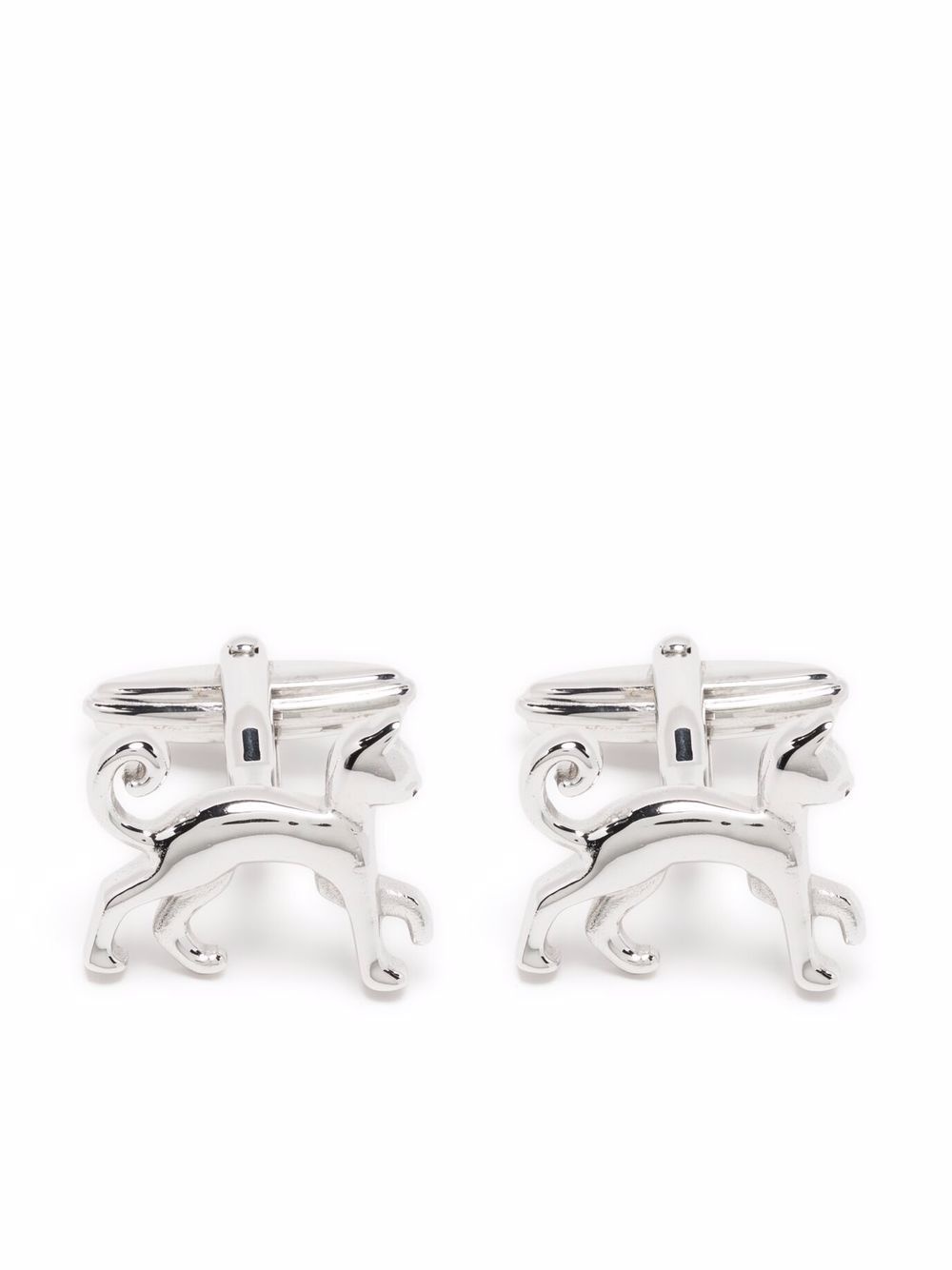 silver cat cufflinks - 1