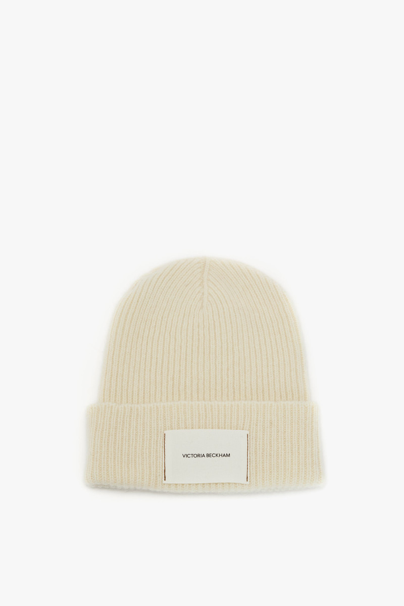 Logo Patch Beanie In Ivory-Camel 1