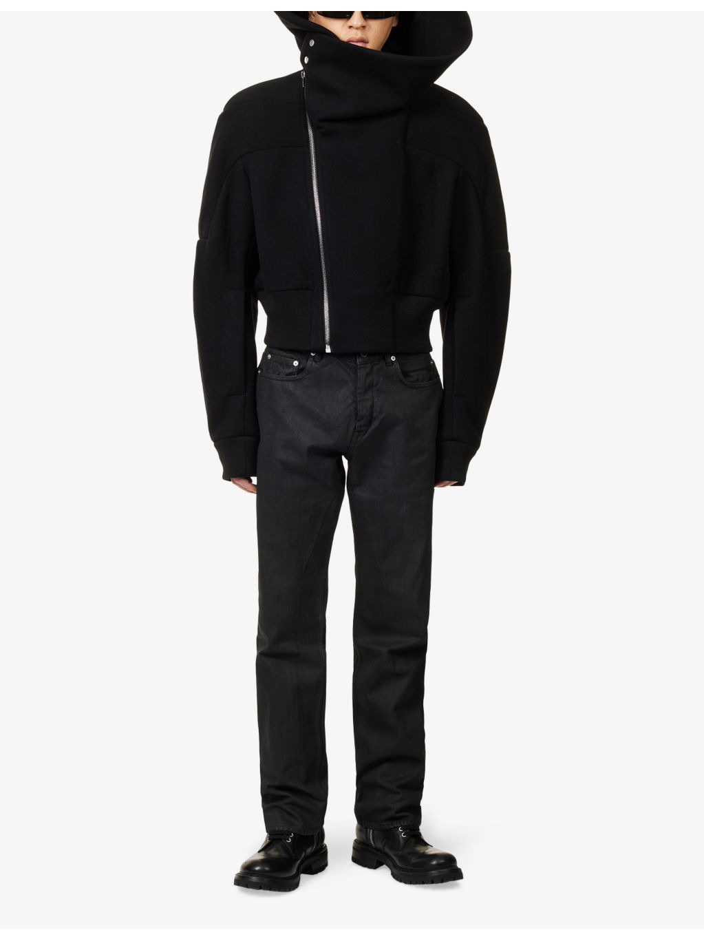 Hooded Flight Wool Cropped Bomber Jacket - 2