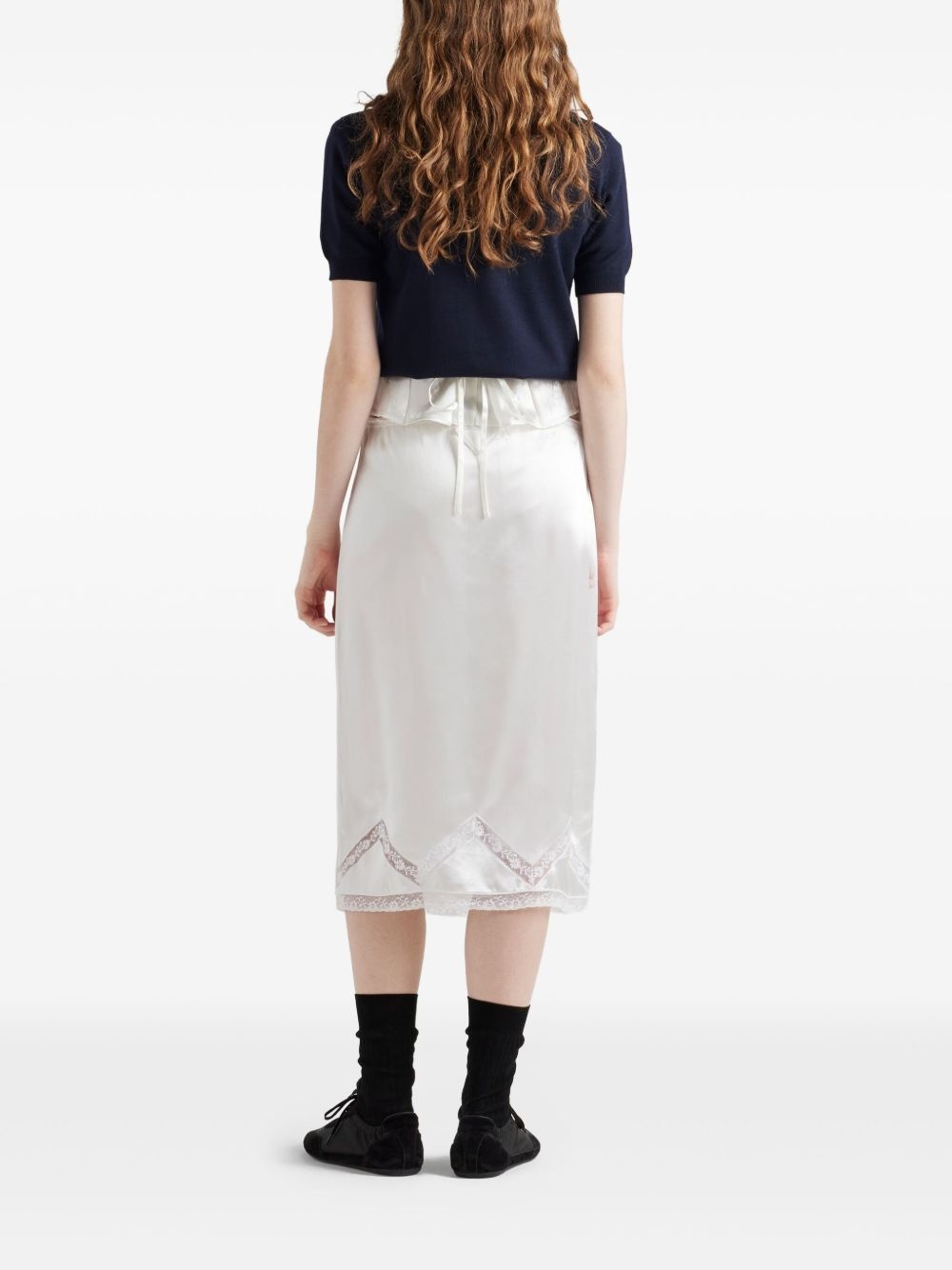embroidered satin midi skirt - 3