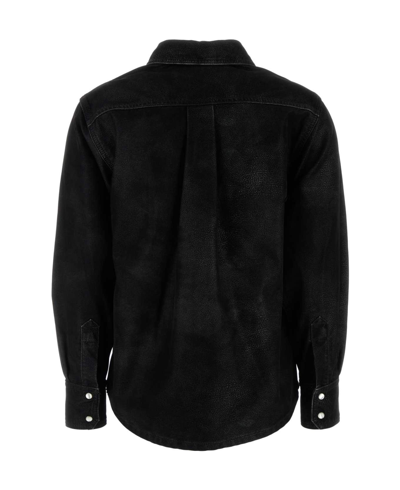 Black Synthetic Leather Karima Shirt - 2