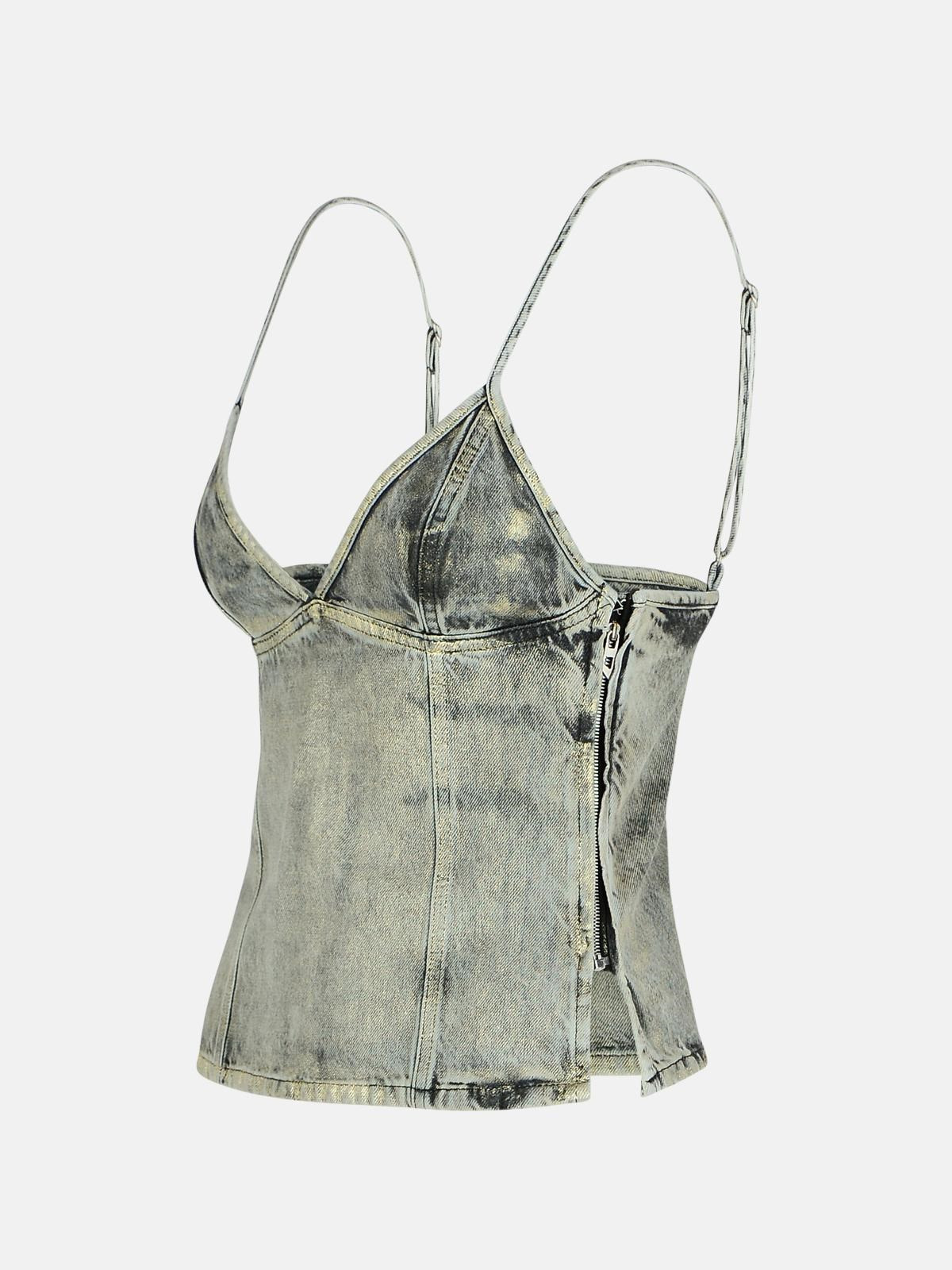 'FULSY' SILVER DENIM TANK TOP - 2