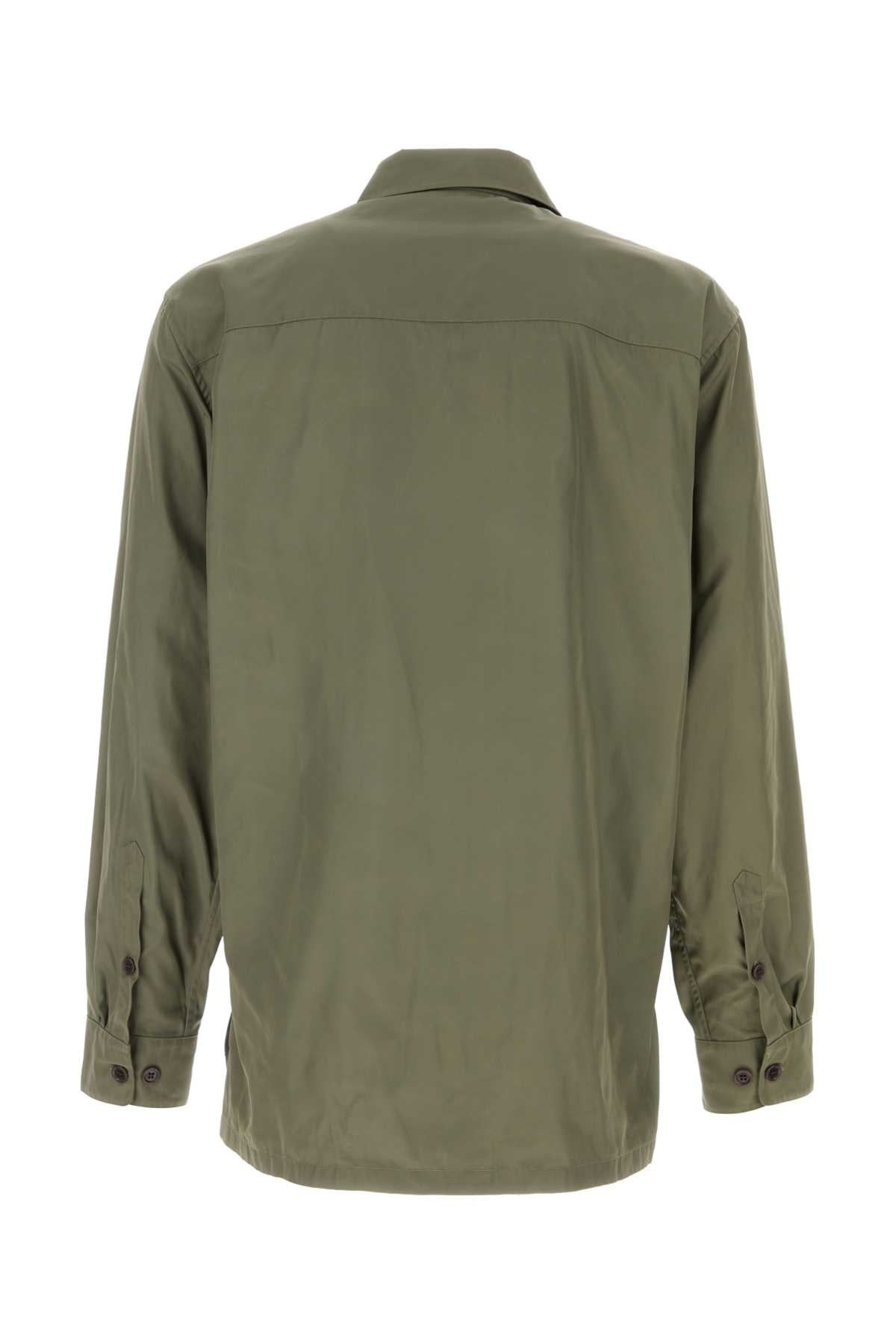 Dries Van Noten Men Army Green Polyester Cornish Shirt - 2