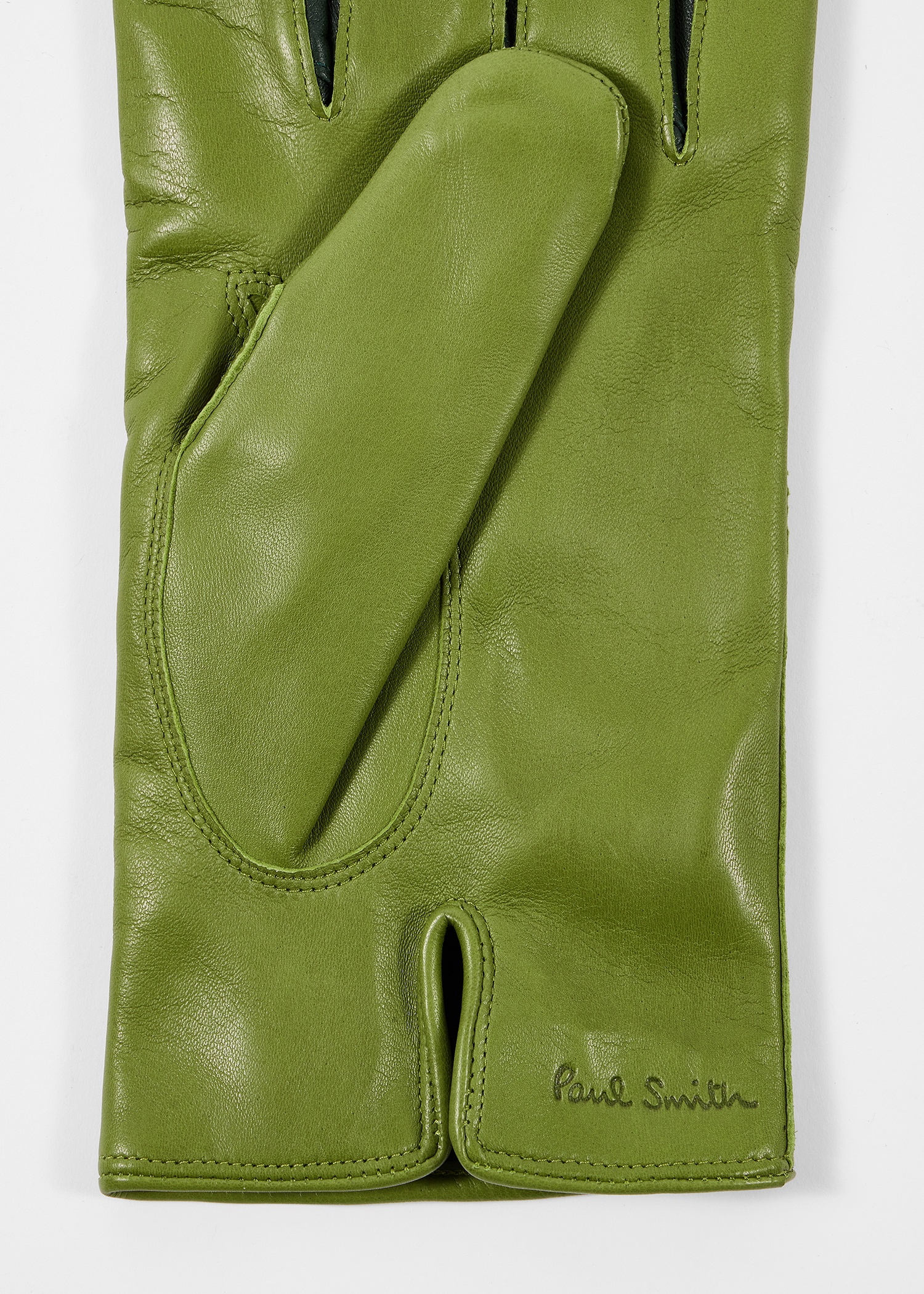 Lime Green Leather Gloves - 3