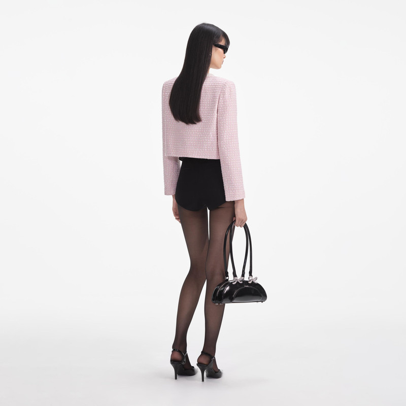 self-portrait Pink Boucle Pearl Trim Jacket outlook