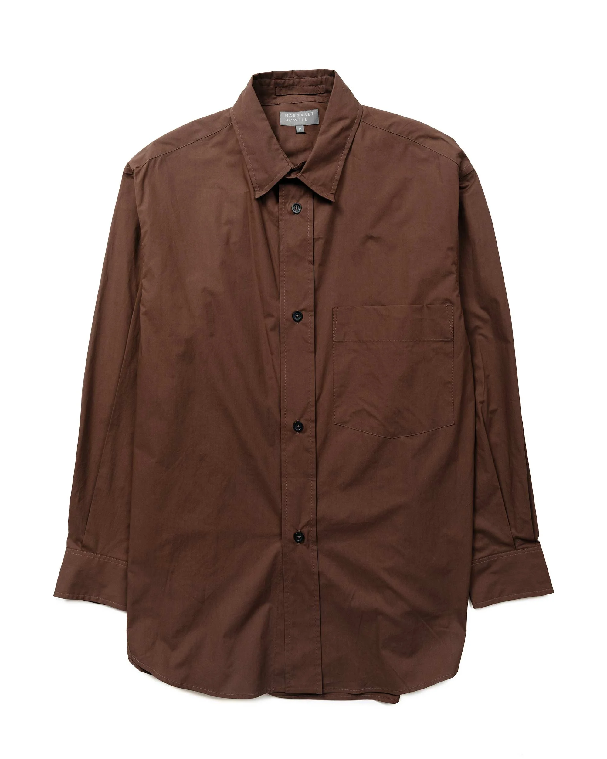 Oversized Dress Shirt Matt Cotton Poplin Teak - 1