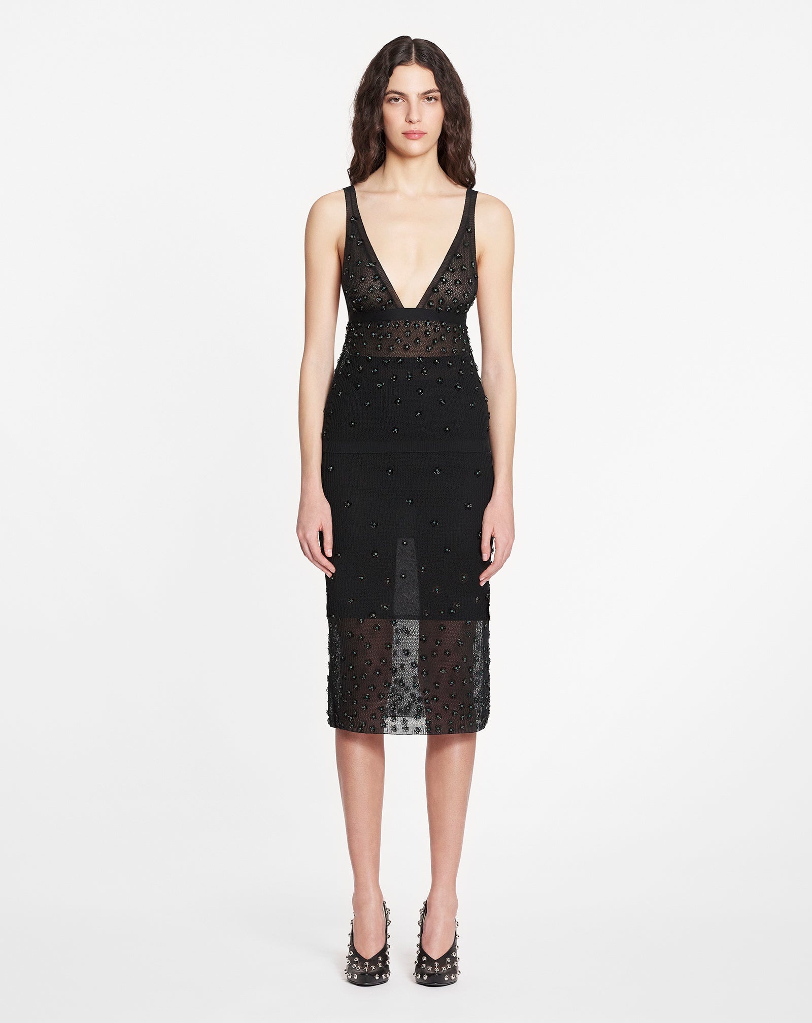 SHEER EMBROIDERED-MESH MIDI SKIRT - 2