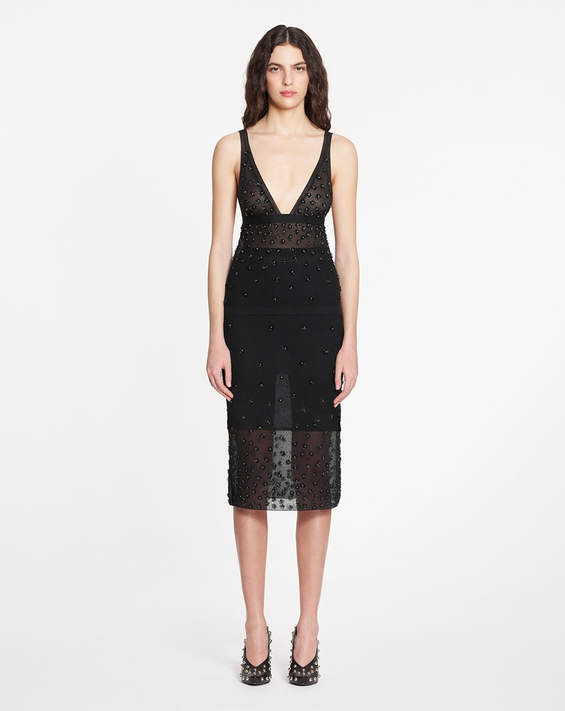 Lanvin SHEER EMBROIDERED-MESH MIDI SKIRT outlook