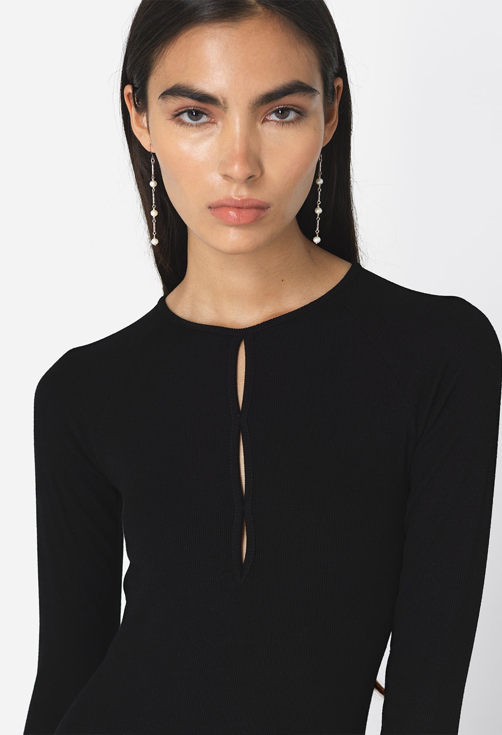 GEMINI RIB LS KEYHOLE MIDI DRESS - 5
