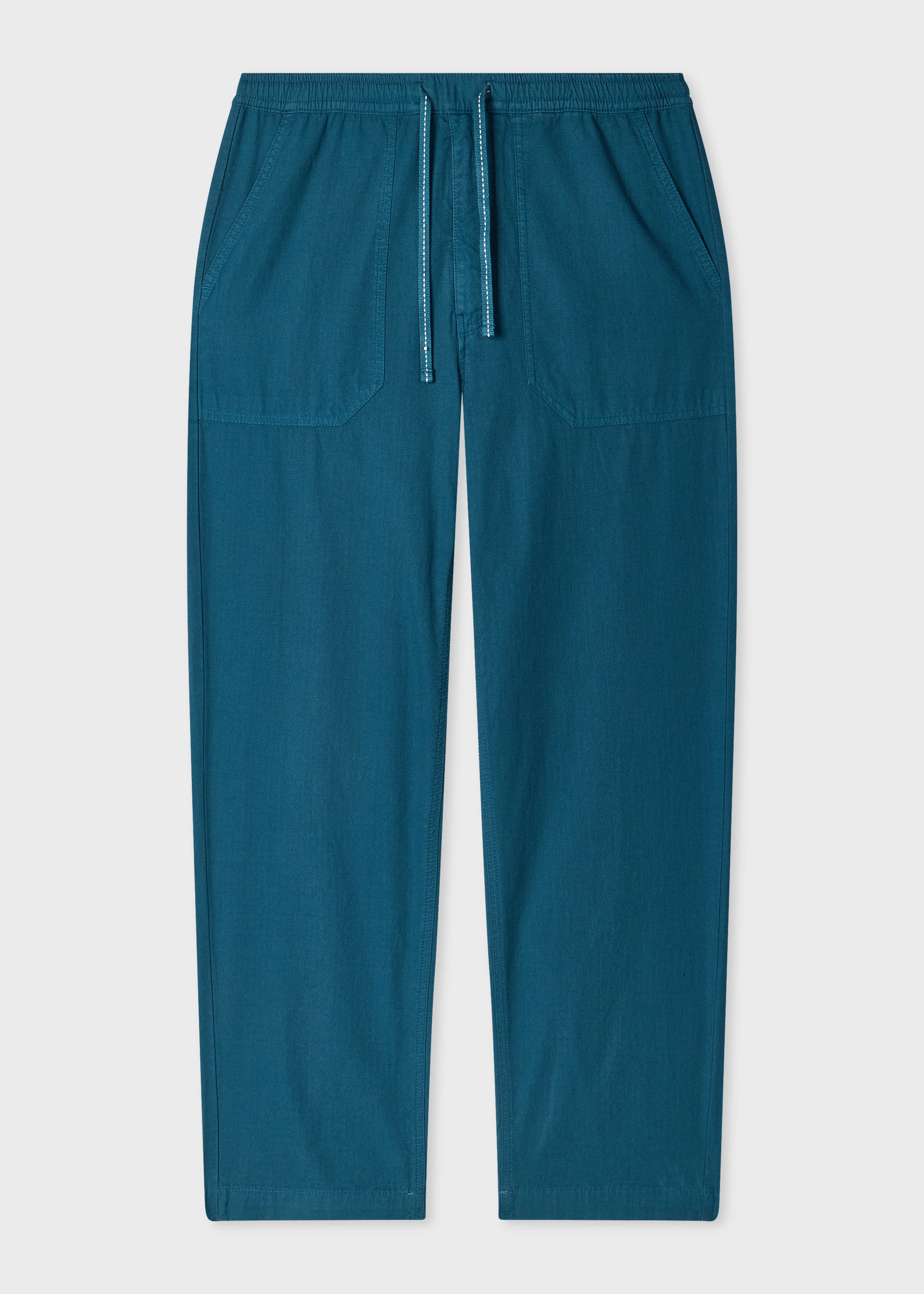 Blue Ripstop Drawstring-Waist Trousers - 1