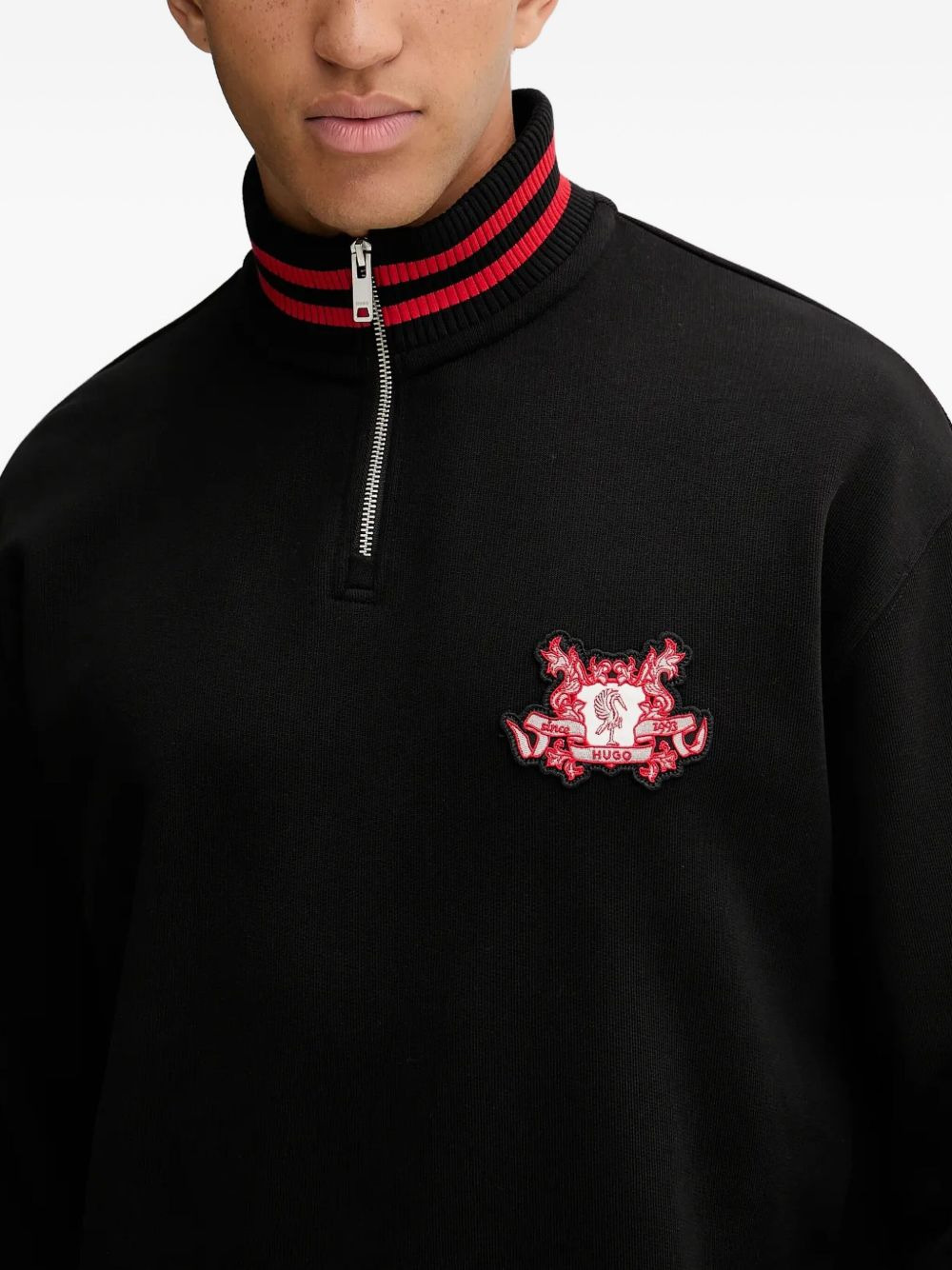 crest-embroidered half-zip sweatshirt - 4