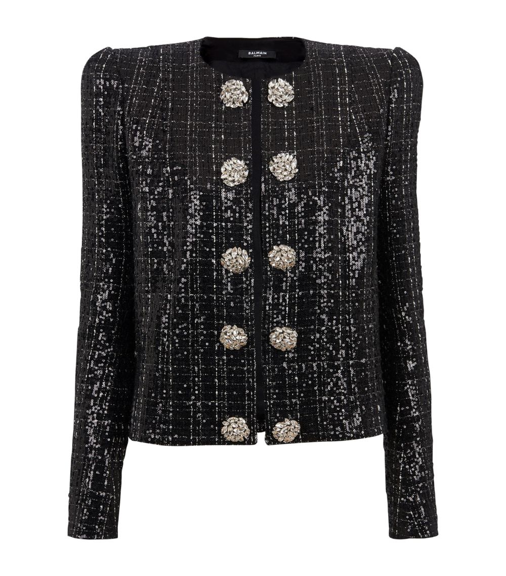 Balmain Tweed Sequin-Embellished Jacket harrods REVERSIBLE